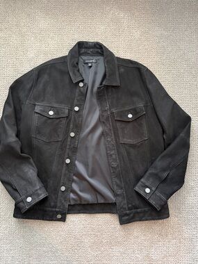 Treasure & Bond Men’s Black Suede “Trucker” Jacket